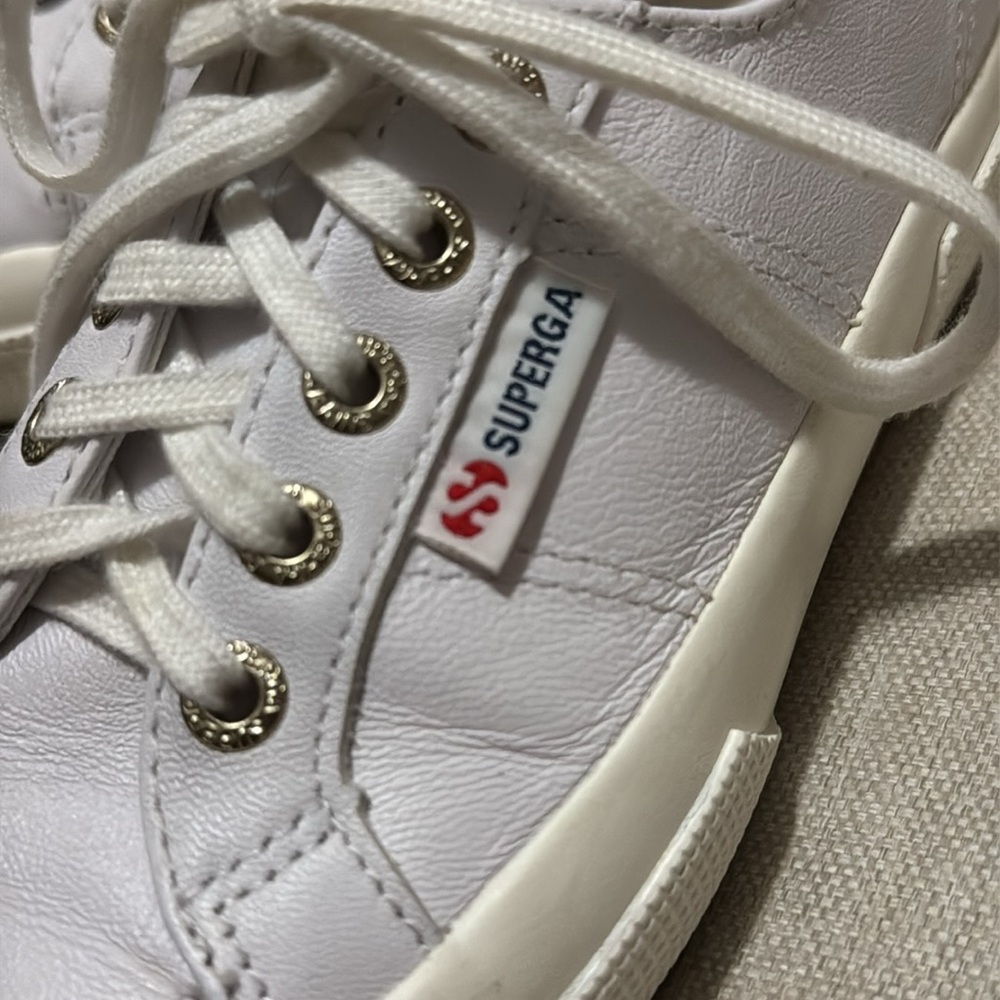 Superga All Leather 2750 Cantu Sneakers-Sz Euro Sz 35-Ice White-EUC - Picture 3 of 16
